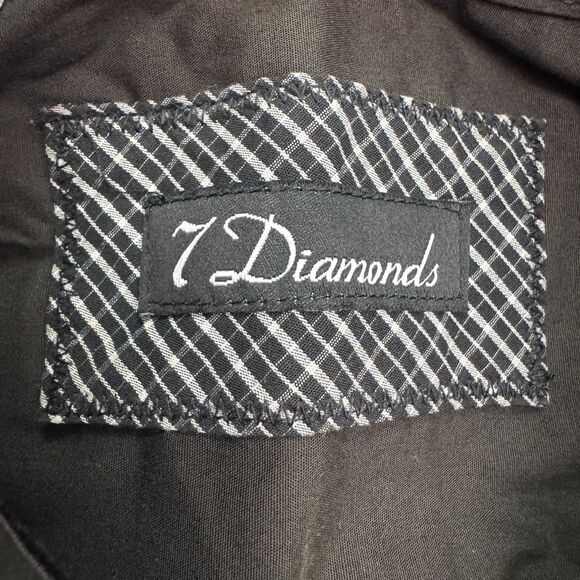 7 Diamonds Button Down Shirt Men Medium Black Long Sleeve Plaid Flip Cuff Casual - Picture 9 of 16
